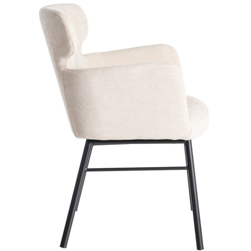 Fauteuil de table moderne mid-century Tissu Blanc crème Métal Noir Gavelo (Lot de 2) - 4