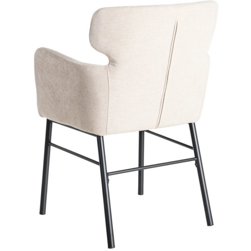 Fauteuil de table moderne mid-century Tissu Blanc crème Métal Noir Gavelo (Lot de 2) - 5