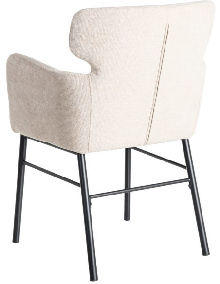 Fauteuil de table moderne mid-century Tissu Blanc crème Métal Noir Gavelo (Lot de 2) - 5