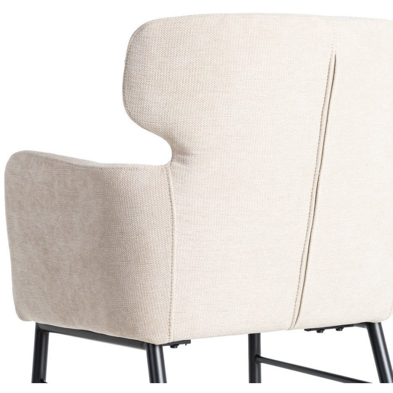 Fauteuil de table moderne mid-century Tissu Blanc crème Métal Noir Gavelo (Lot de 2) - 6