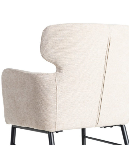 Fauteuil de table moderne mid-century Tissu Blanc crème Métal Noir Gavelo (Lot de 2) - 6