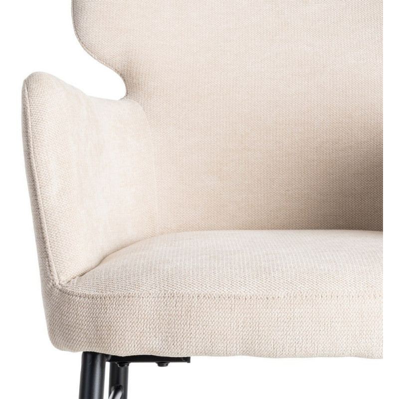 Fauteuil de table moderne mid-century Tissu Blanc crème Métal Noir Gavelo (Lot de 2) - 7