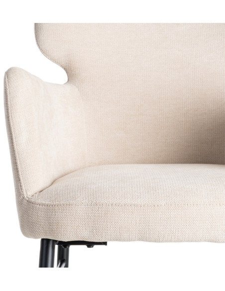 Fauteuil de table moderne mid-century Tissu Blanc crème Métal Noir Gavelo (Lot de 2) - 7