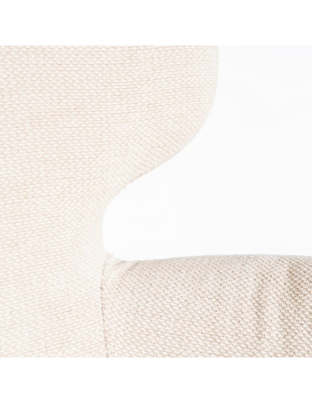 Fauteuil de table moderne mid-century Tissu Blanc crème Métal Noir Gavelo (Lot de 2) - 8