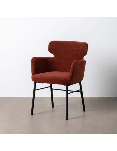 Fauteuil de table moderne mid-century Tissu Rouge bordeaux Métal Noir Gavelo (Lot de 2) - 2