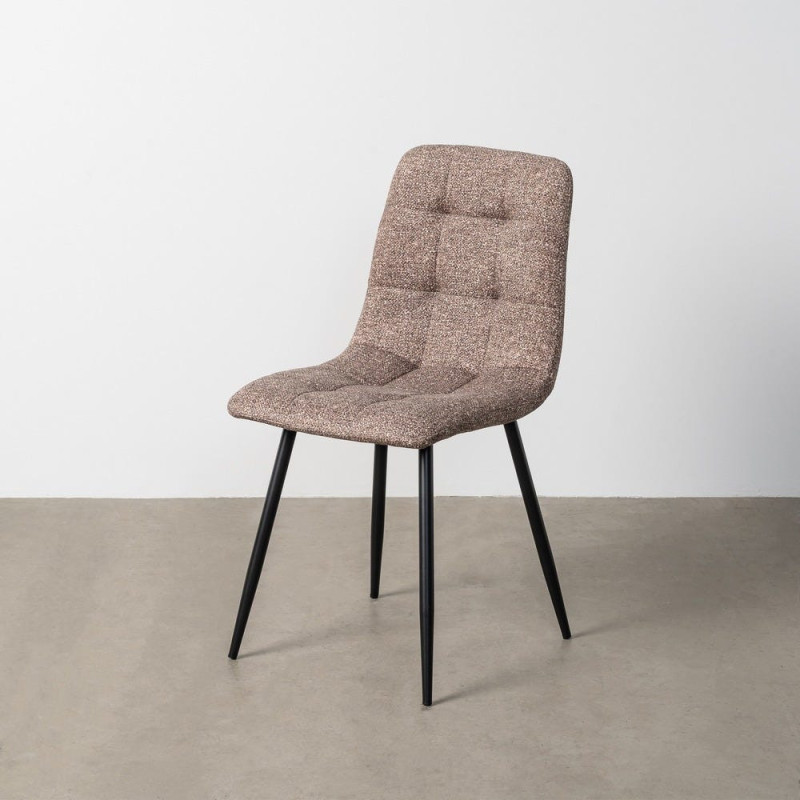 Chaise moderne matelassée en Tissu Vieux taupe Chiné Métal Noir Isvian (Lot de 2) - 11
