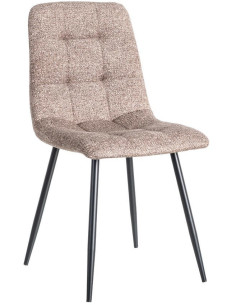 Chaise moderne matelassée en Tissu Vieux taupe Chiné Métal Noir Isvian (Lot de 2) - 1