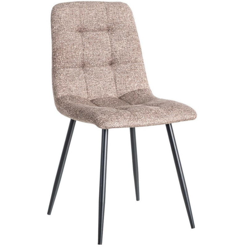 Chaise moderne matelassée en Tissu Vieux taupe Chiné Métal Noir Isvian (Lot de 2) - 1