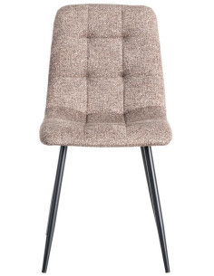 Chaise moderne matelassée en Tissu Vieux taupe Chiné Métal Noir Isvian (Lot de 2) - 2