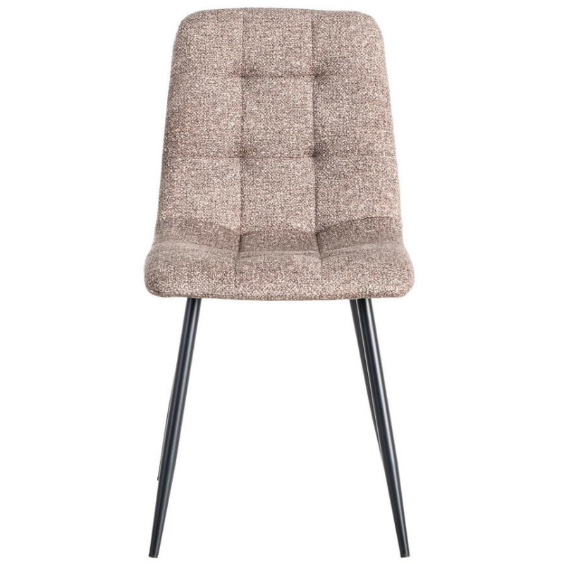 Chaise moderne matelassée en Tissu Vieux taupe Chiné Métal Noir Isvian (Lot de 2) - 2