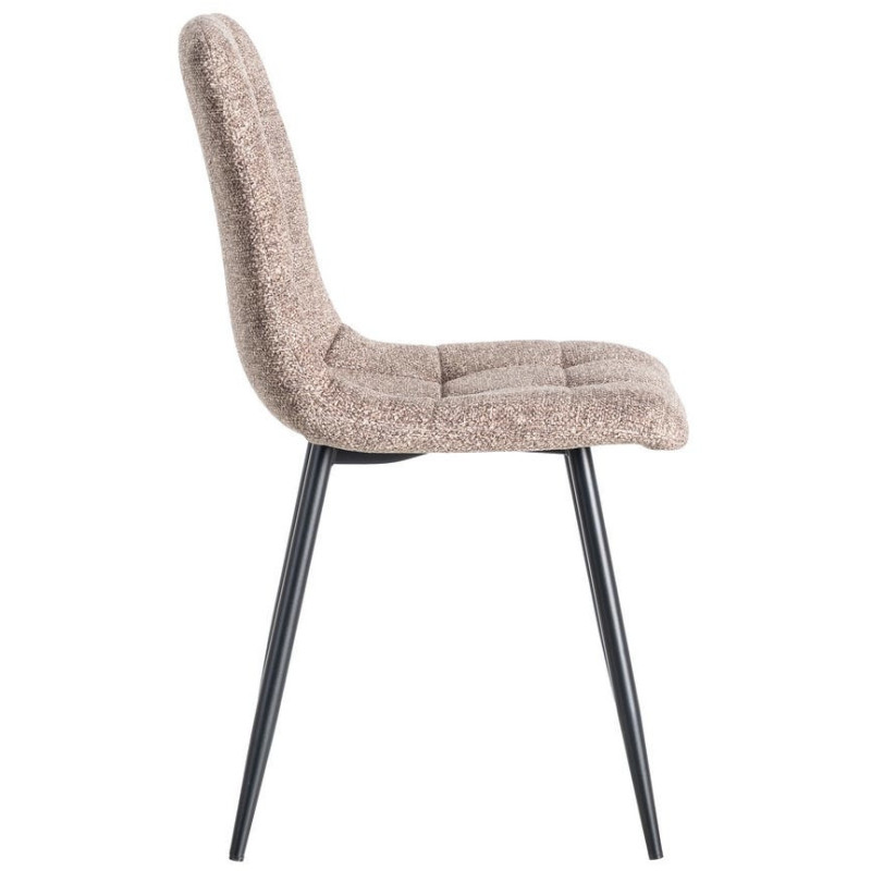 Chaise moderne matelassée en Tissu Vieux taupe Chiné Métal Noir Isvian (Lot de 2) - 3