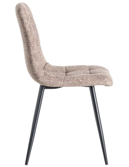 Chaise moderne matelassée en Tissu Vieux taupe Chiné Métal Noir Isvian (Lot de 2) - 3