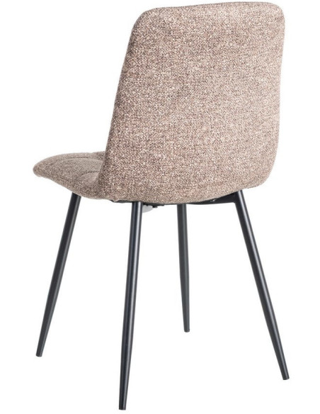 Chaise moderne matelassée en Tissu Vieux taupe Chiné Métal Noir Isvian (Lot de 2) - 4