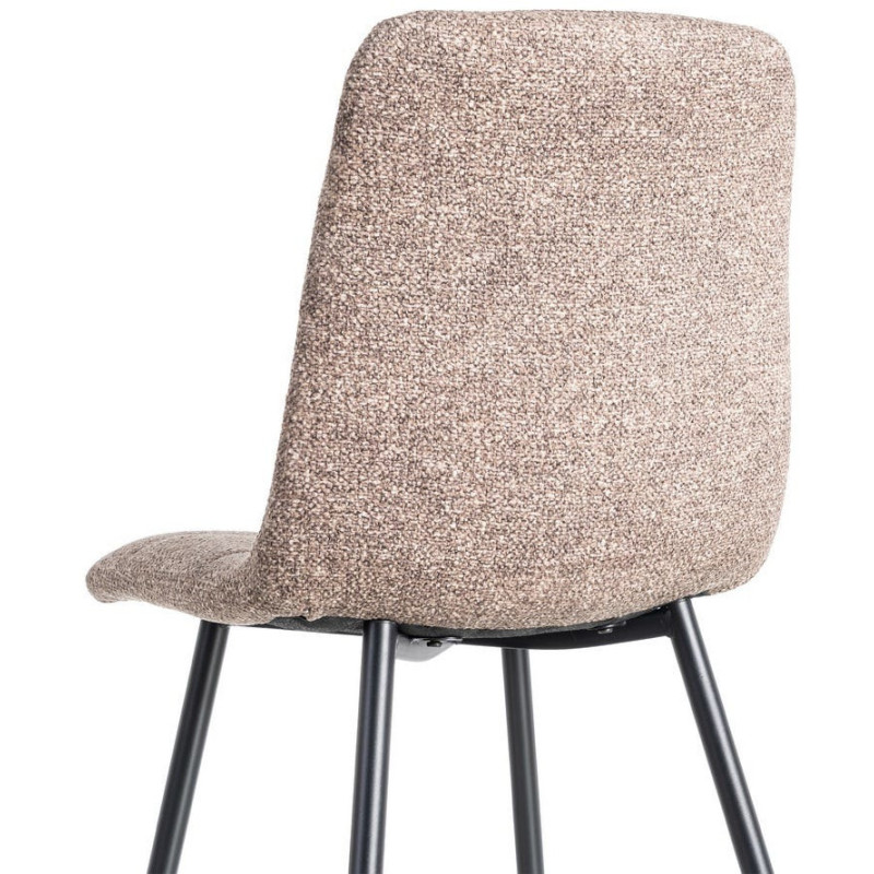Chaise moderne matelassée en Tissu Vieux taupe Chiné Métal Noir Isvian (Lot de 2) - 5