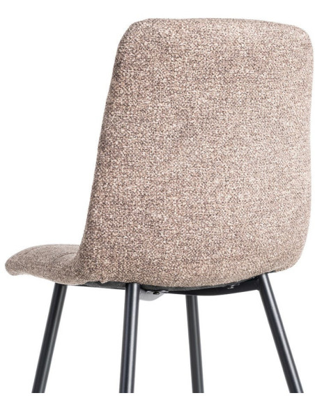 Chaise moderne matelassée en Tissu Vieux taupe Chiné Métal Noir Isvian (Lot de 2) - 5