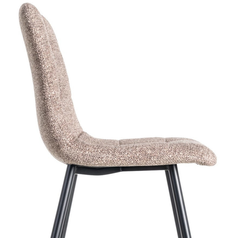 Chaise moderne matelassée en Tissu Vieux taupe Chiné Métal Noir Isvian (Lot de 2) - 6