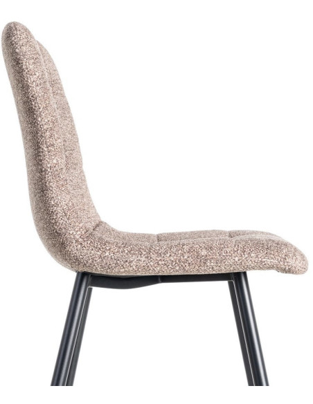 Chaise moderne matelassée en Tissu Vieux taupe Chiné Métal Noir Isvian (Lot de 2) - 6