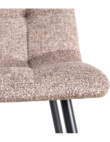 Chaise moderne matelassée en Tissu Vieux taupe Chiné Métal Noir Isvian (Lot de 2) - 8