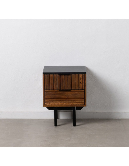 Chevet 2 tiroirs en Bois de manguier Marron Métal Noir Abner - 3