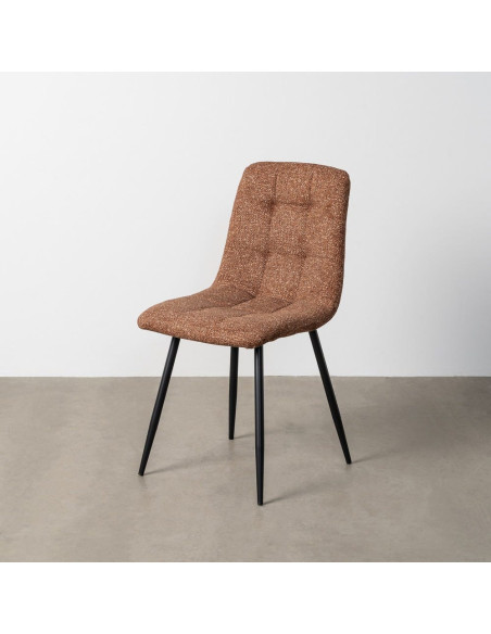 Chaise moderne matelassée en Tissu Ocre Chiné Métal Noir Isvian (Lot de 2) - 11