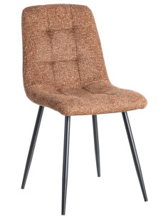 Chaise moderne matelassée en Tissu Ocre Chiné Métal Noir Isvian (Lot de 2) - 1