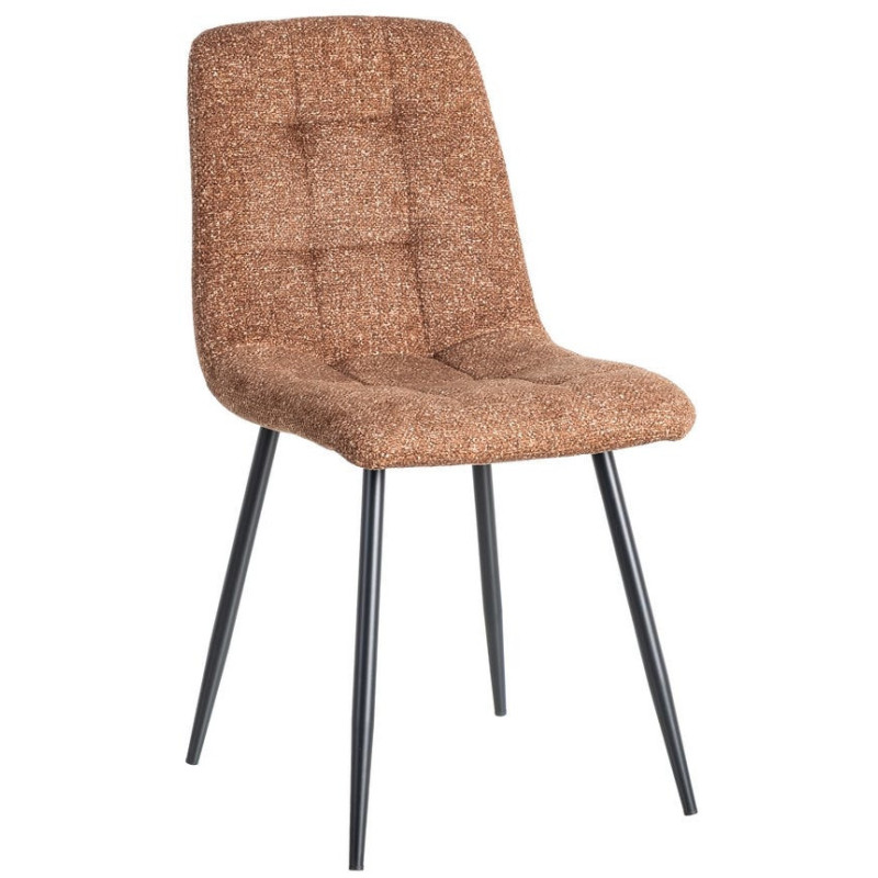 Chaise moderne matelassée en Tissu Ocre Chiné Métal Noir Isvian (Lot de 2) - 1