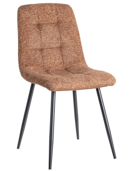 Chaise moderne matelassée en Tissu Ocre Chiné Métal Noir Isvian (Lot de 2) - 1