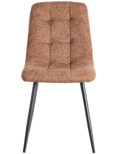 Chaise moderne matelassée en Tissu Ocre Chiné Métal Noir Isvian (Lot de 2) - 2