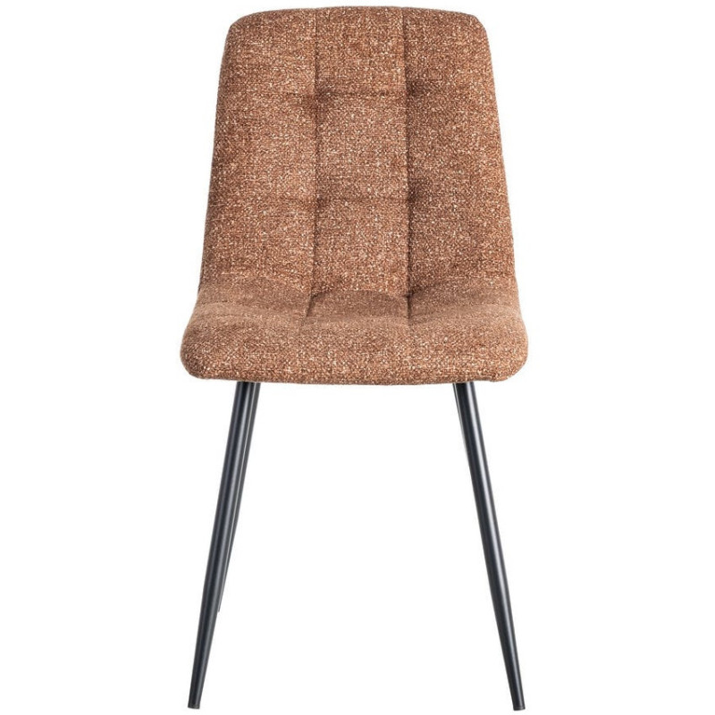 Chaise moderne matelassée en Tissu Ocre Chiné Métal Noir Isvian (Lot de 2) - 2