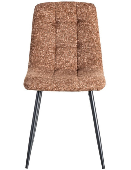 Chaise moderne matelassée en Tissu Ocre Chiné Métal Noir Isvian (Lot de 2) - 2