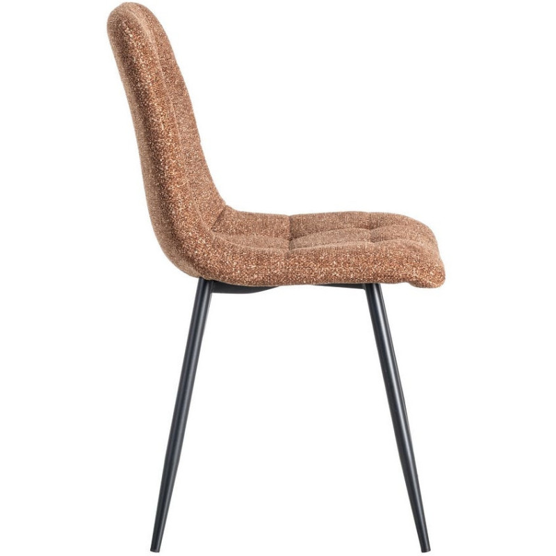 Chaise moderne matelassée en Tissu Ocre Chiné Métal Noir Isvian (Lot de 2) - 3