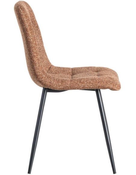 Chaise moderne matelassée en Tissu Ocre Chiné Métal Noir Isvian (Lot de 2) - 3