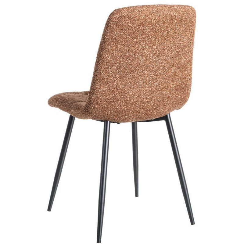 Chaise moderne matelassée en Tissu Ocre Chiné Métal Noir Isvian (Lot de 2) - 4