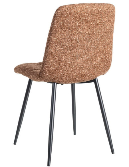 Chaise moderne matelassée en Tissu Ocre Chiné Métal Noir Isvian (Lot de 2) - 4