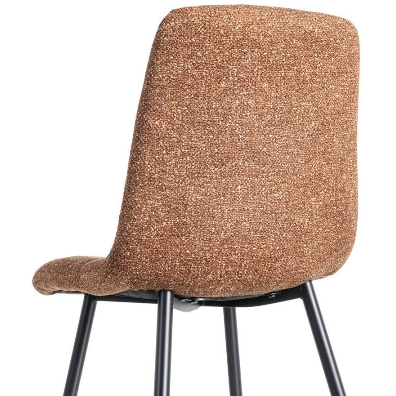 Chaise moderne matelassée en Tissu Ocre Chiné Métal Noir Isvian (Lot de 2) - 5