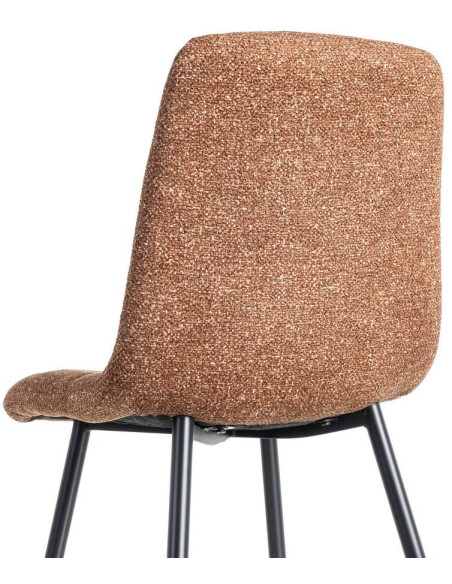 Chaise moderne matelassée en Tissu Ocre Chiné Métal Noir Isvian (Lot de 2) - 5