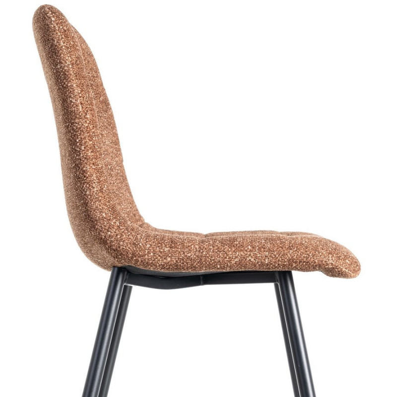 Chaise moderne matelassée en Tissu Ocre Chiné Métal Noir Isvian (Lot de 2) - 6