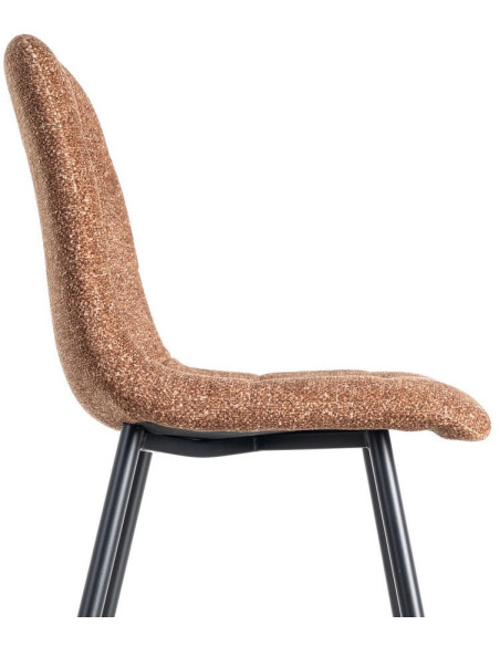 Chaise moderne matelassée en Tissu Ocre Chiné Métal Noir Isvian (Lot de 2) - 6