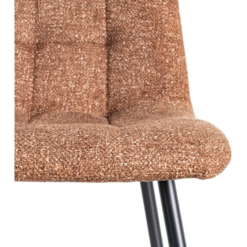 Chaise moderne matelassée en Tissu Ocre Chiné Métal Noir Isvian (Lot de 2) - 8