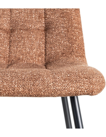 Chaise moderne matelassée en Tissu Ocre Chiné Métal Noir Isvian (Lot de 2) - 8