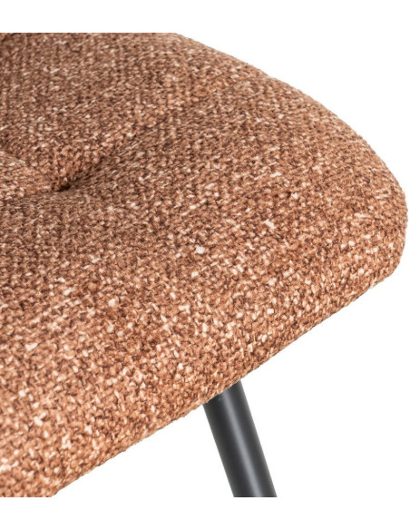 Chaise moderne matelassée en Tissu Ocre Chiné Métal Noir Isvian (Lot de 2) - 10