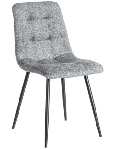 Chaise moderne matelassée en Tissu Vert Chiné Métal Noir Isvian (Lot de 2) - 1