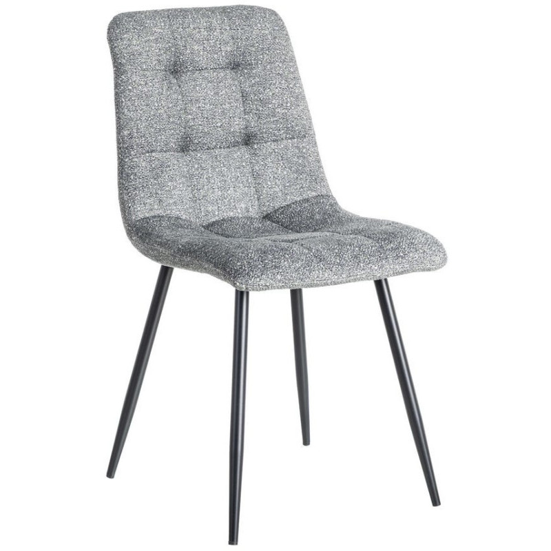 Chaise moderne matelassée en Tissu Vert Chiné Métal Noir Isvian (Lot de 2) - 1