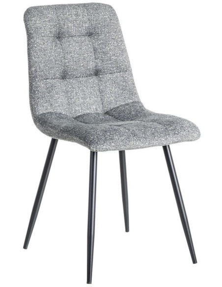 Chaise moderne matelassée en Tissu Vert Chiné Métal Noir Isvian (Lot de 2) - 1