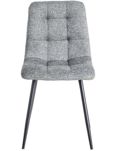 Chaise moderne matelassée en Tissu Vert Chiné Métal Noir Isvian (Lot de 2) - 2