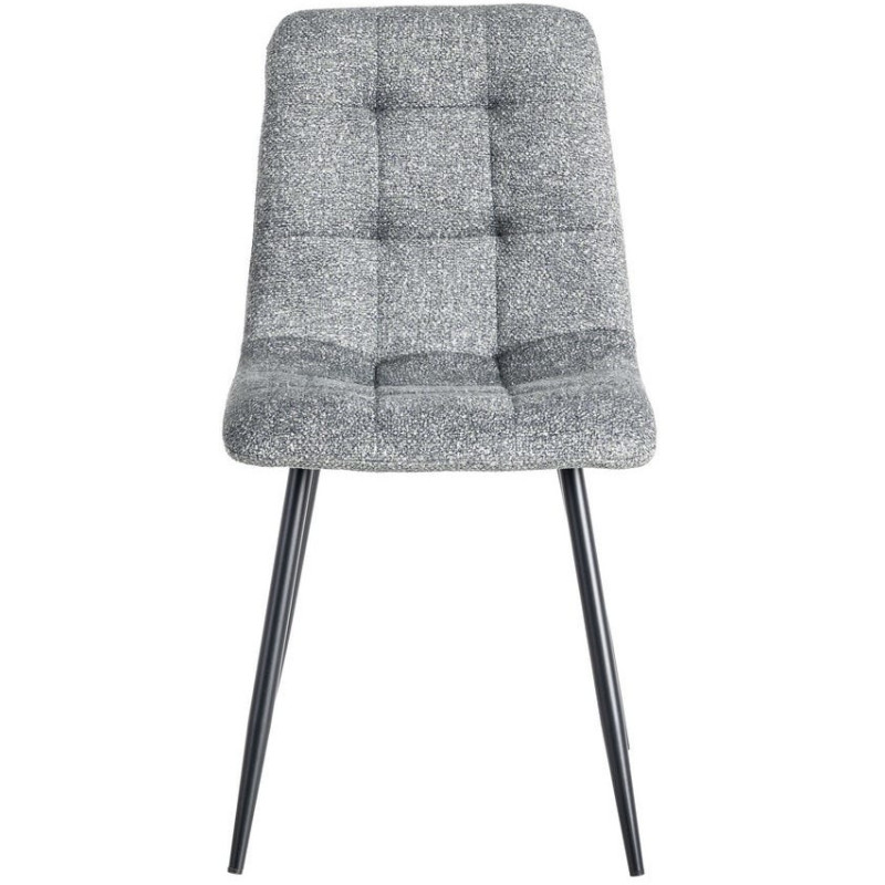 Chaise moderne matelassée en Tissu Vert Chiné Métal Noir Isvian (Lot de 2) - 2