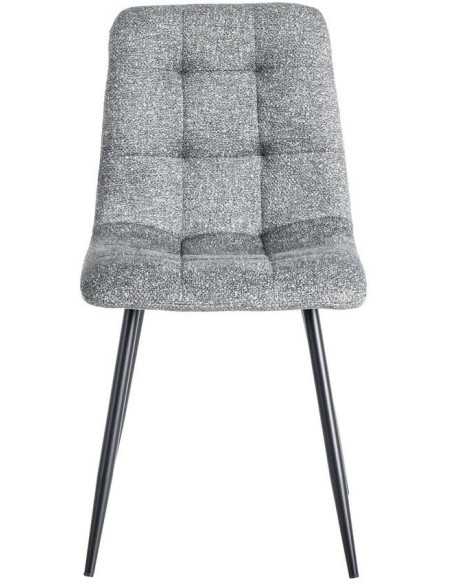 Chaise moderne matelassée en Tissu Vert Chiné Métal Noir Isvian (Lot de 2) - 2