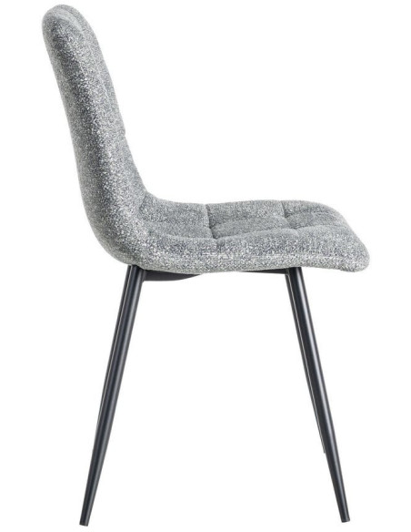 Chaise moderne matelassée en Tissu Vert Chiné Métal Noir Isvian (Lot de 2) - 3