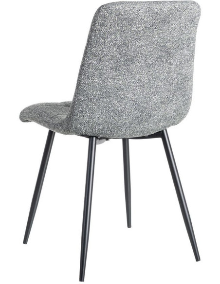 Chaise moderne matelassée en Tissu Vert Chiné Métal Noir Isvian (Lot de 2) - 4