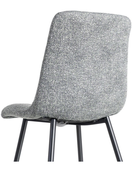 Chaise moderne matelassée en Tissu Vert Chiné Métal Noir Isvian (Lot de 2) - 5